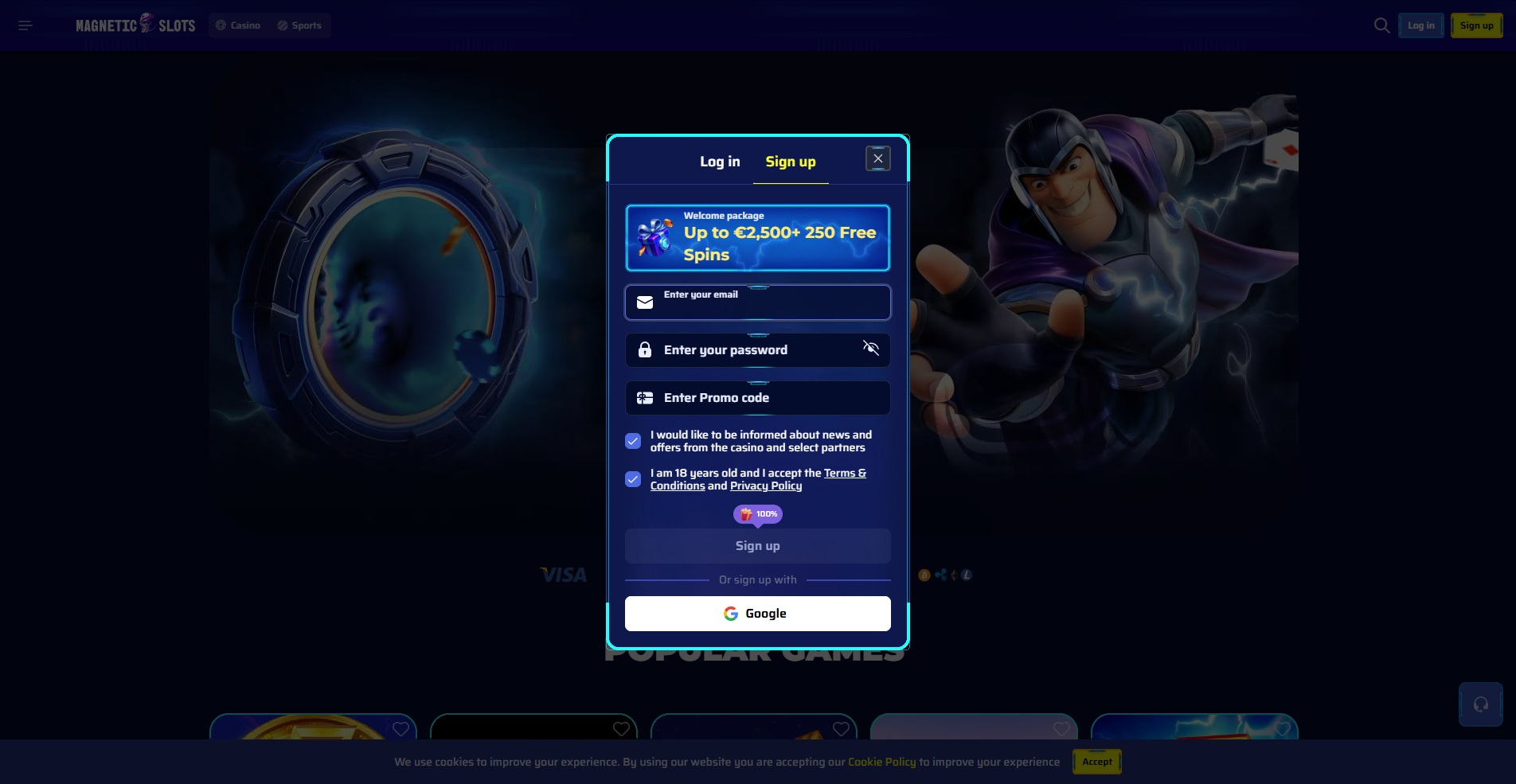 Magneticslots registration screen