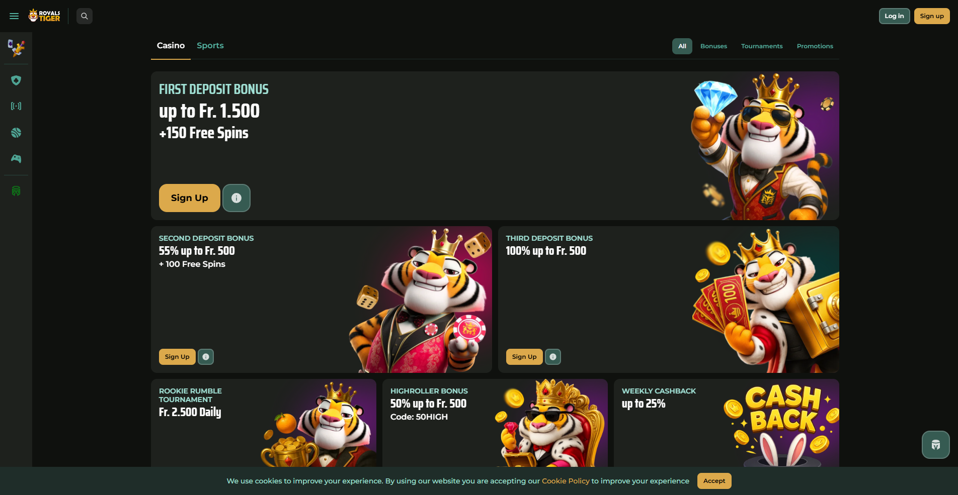 RoyalsTiger bonus page screenshot